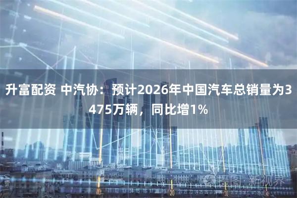 升富配资 中汽协：预计2026年中国汽车总销量为3475万辆，同比增1%